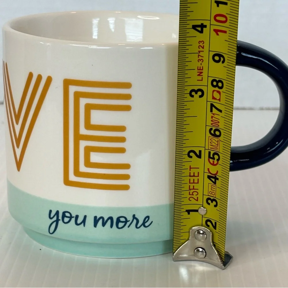 Hallmark “LOVE you more” Coffee Mug Cup 14 oz White, Gold, Teal, Black Handle - Picture 8 of 9